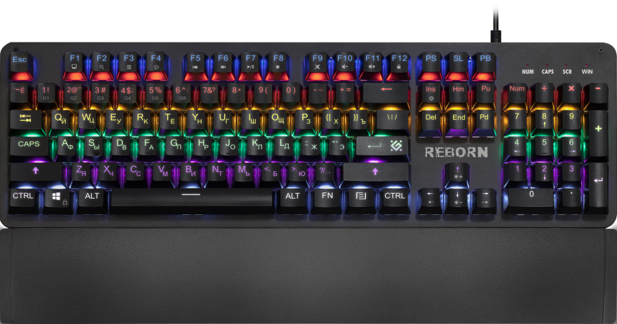 купить Клавиатура проводная игровая механическая Defender Reborn GK-165DL,anti-ghost,радужная (Черный), USB в Алматы