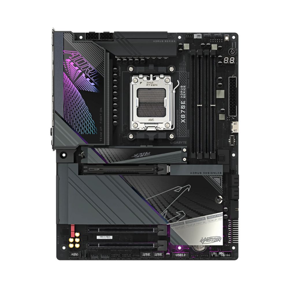 купить Материнская плата Gigabyte X870E AORUS MASTER, AM5 X870, 4 x DDR5, PCIe5.0, 4 x M.2, WiFi7, 5Gb LAN, ATX в Алматы
