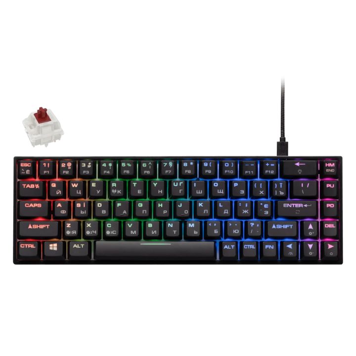 купить Клавиатура игровая 2E GAMING KG380 RGB 68key Gateron Brown Switch BT/USB Black в Алматы