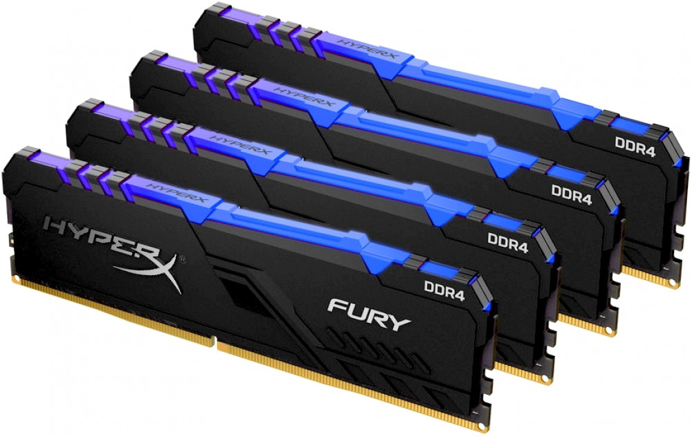 купить Комплект модулей памяти, Kingston, HyperX Fury RGB HX432C16FB3AK4/32 (в комплекте 4 шт), DDR4, 32GB (4x8GB), DIMM <PC4-25600/3200MHz>, Чёрный в Алматы
