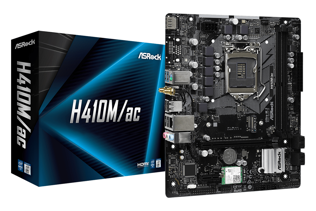 купить Материнская плата ASRock H410M-HDV LGA1200 2xDDR4 4xSATA D-Sub HDMI DVI mATX в Алматы