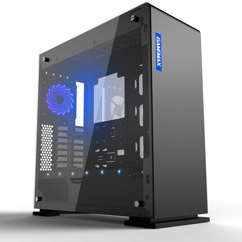 купить Корпус Gamemax M909 Vega Black Tempered Glass (RGB Fan + Logo + PSU strip cover Included) ATX 5*5,25 4*3,5 4*2,5 7слот VGA445мм CPU170мм Сталь1,7мм (210мм 516мм 491мм (ШxВxД)) (Передняя панель: 2xUSB2.0 + 2xUSB3.0 / наушники + микрофон (HD)) в Алматы