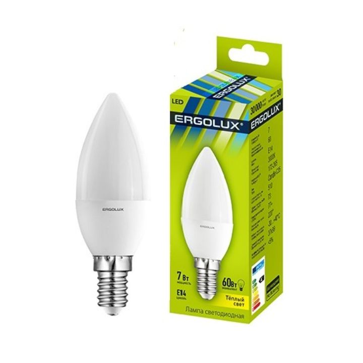 купить Эл. лампа светодиодная SVC LED C35-7W-E14-3000K, Тёплый в Алматы