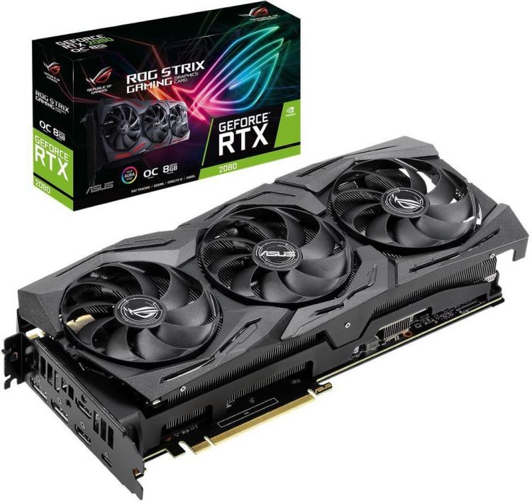 купить Видеокарта ASUS GeForce RTX2080 GDDR6 8GB, 256bit, HDMI, DPx2,HDCP, USB TYPE-C ROG-STRIX RTX2080-O8G-GAMING в Алматы