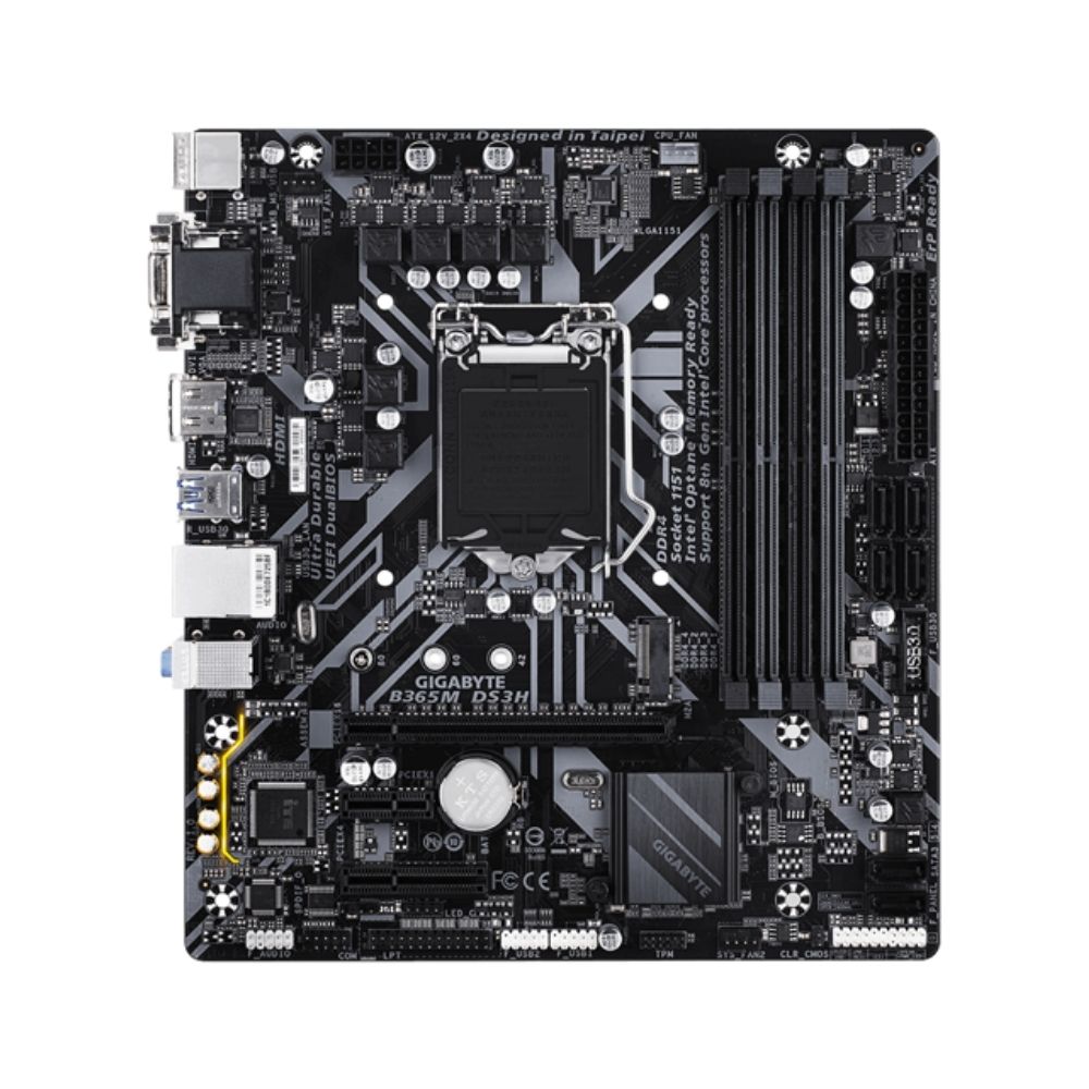 купить Материнская плата  GIGABYTE B365M DS3H LGA1151 B365 PCI-E Dsub+DVI+HDMI GbLAN SATA MicroATX 4DDR4 в Алматы