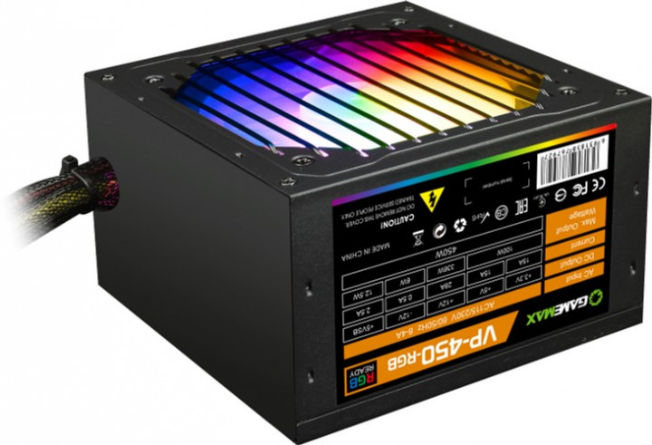 купить Блок питания ПК  450W GameMax VP-450-RGB <450w, RGB, 120mm, 4xSATA, 3x4PIN> в Алматы