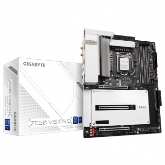 купить Сист. плата Gigabyte Z590 VISION D, Z590, 1200, 4xDIMM DDR4, 3xPCI-E x16, PCI-Ex1, M.2, 6xSATA, HDMI, WIFI6, BOX в Алматы
