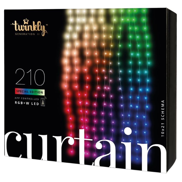 купить Гирлянда Twinkly Smart LED Light Set  Curtain RGBW 210, Gen II, IP44, 1.45м*2.1м, cable transparent в Алматы