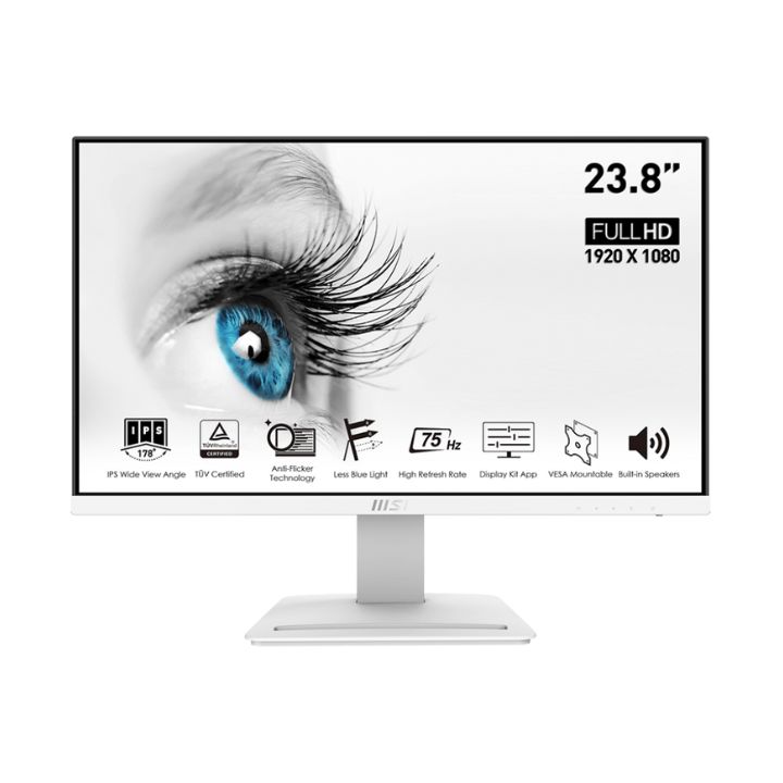 купить Монитор 27" MSI PRO MP243W IPS 1920х1080 75Hz 5ms 300cd/m 1000:1 1xDP 1xHDMI 2x2W Белый в Алматы