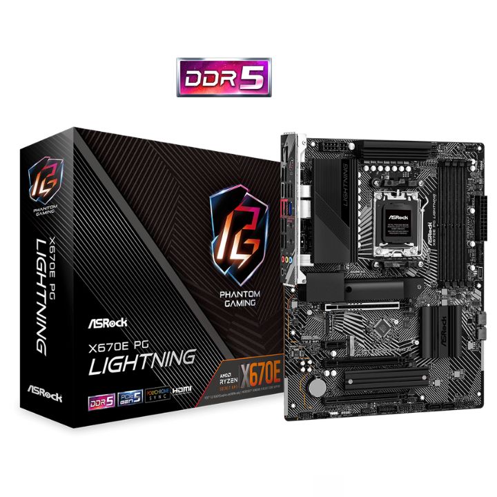 купить Материнская плата ASRock X670E PG LIGHTNING AM5 4xDDR5 4xSATA3 4xM.2 HDMI DP ATX в Алматы
