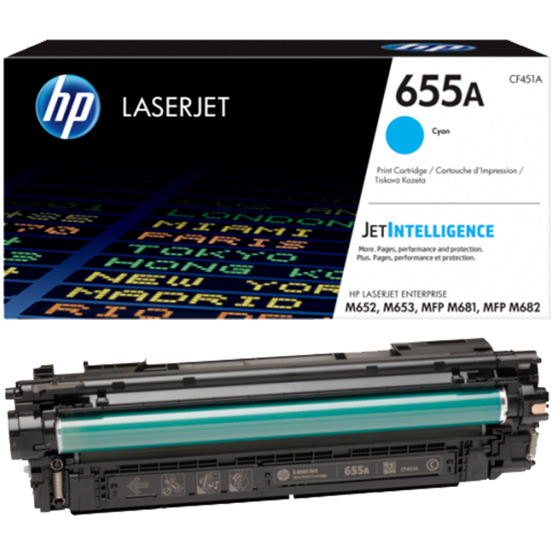 купить HP 655A Cyan LaserJet Toner Cartridge for Color LaserJet M652/M653/M681/M682, up to 10500 pages в Алматы