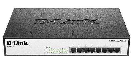 купить D-Link	Коммутатор	DES-1008P+ Ethernet Unmanaged Switch with 8 10/100-BaseTX PoE ports PoE Budget 140W в Алматы