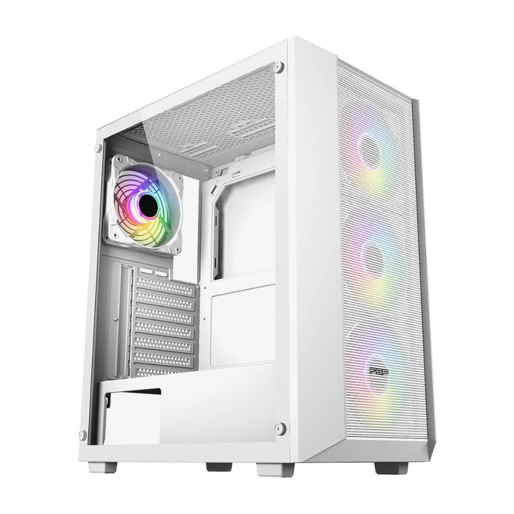 купить Компьютерный корпус FSP CMT218 (ARGB,White), Без БП, 1xUSB3.0, 4xFAN ARGB, Tempered Glass, ATX в Алматы
