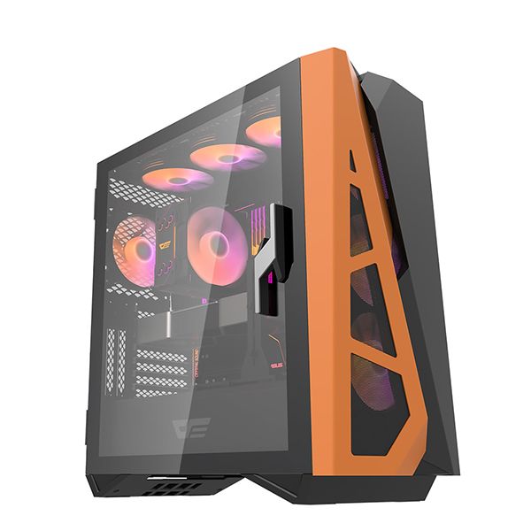 купить Корпус ПК без БП DarkFlash DLZ31 MESH <ATX, 2x3.5, 2xUSB 3.0, 1xType C, Audio, 495.9*217.2*505.5mm, Black/Orange> в Алматы