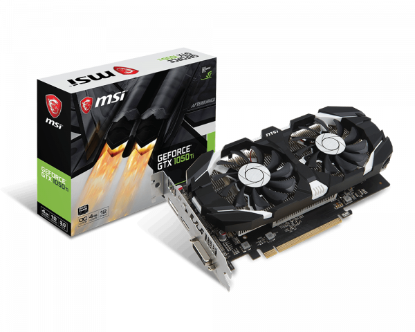 купить Видеокарта MSI GeForce GTX1050Ti, 4Gb GDDR5 128bit 1xDVI-D 1xHDMI 1xDP, GTX 1050 Ti 4GT OCV1 в Алматы