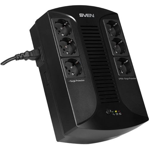 купить Источник бесперебойного питания SVEN UP-L1000E,510Вт, вых.~230В,вх.~175-290В,6 евро розеток, черный /  в Алматы