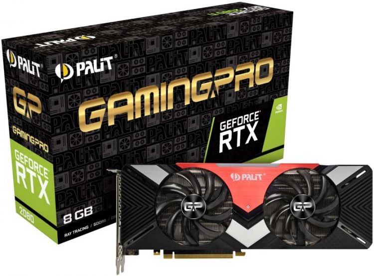 купить Видеокарта, PALIT, RTX2080 GAMING PRO 8G 4710636269998, NE62080T20P2-180A, GDDR6, 256bit, 3-DP, HDMI, USB-C, Цветная коробка в Алматы