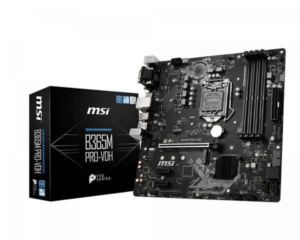 купить Материнская плата MSI B365M PRO-VDH LGA1151 4xDDR4 6xSATA3 RAID M.2 VGA DVI HDMI mATX в Алматы