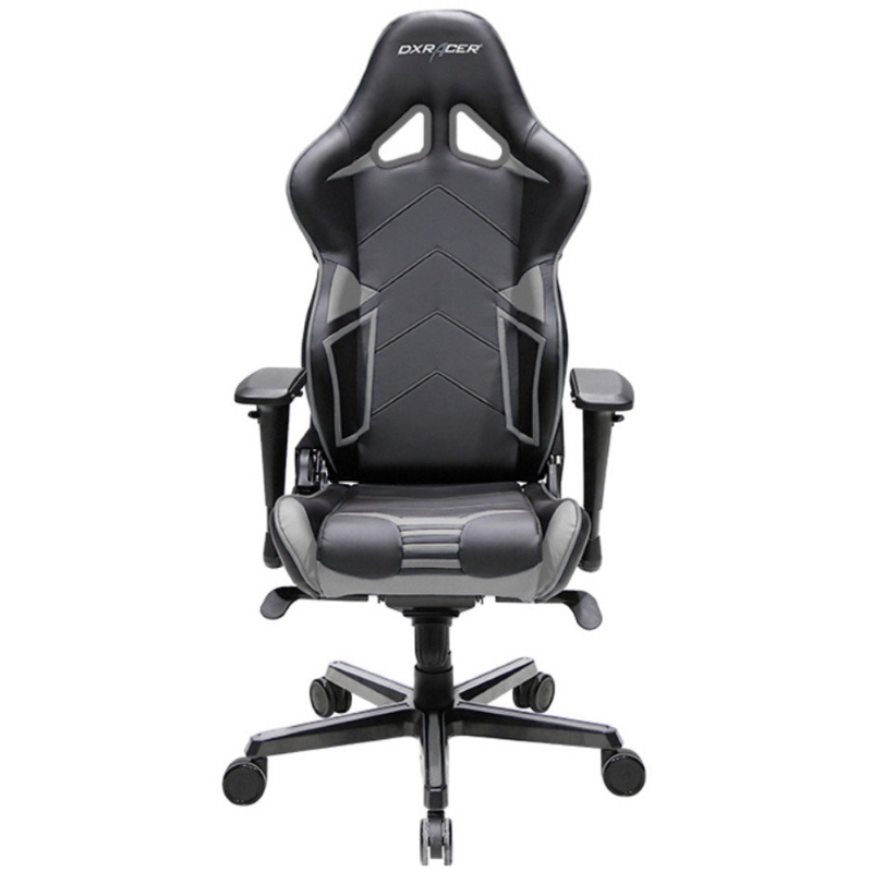 купить Игровое компьютерное кресло, DX Racer,  OH/RV131/NG, ПУ экокожа, Вид наполнителя: губчатая пена высокой плотности (54 кг/м?), Металлическая основа кресла, Механизм качания: топ-ган, Прорезиненные колеса в комплектации, Черный-серый в Алматы