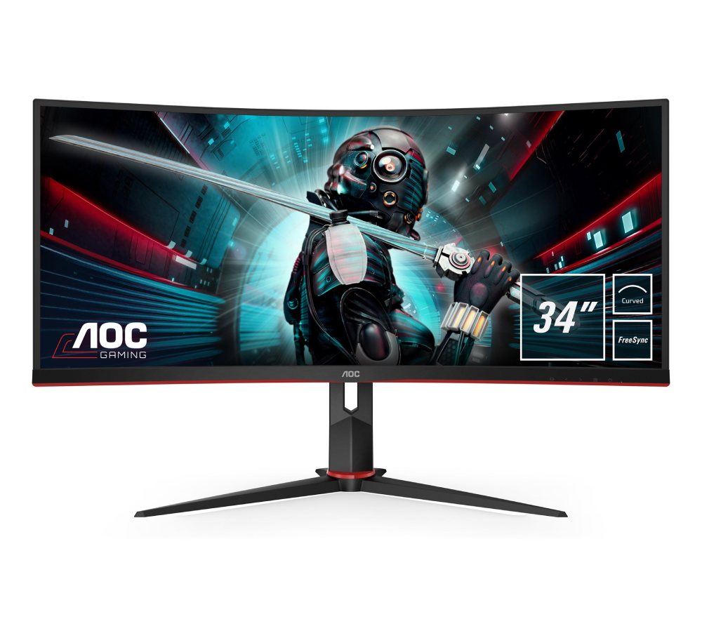 купить Монитор Игровой 34* AOC CU34G2X/BK/01 VA 3440x1440@144Hz 300cd/m2 Curved 3000:1 1мс 2xHDMI 2xDP Black в Алматы