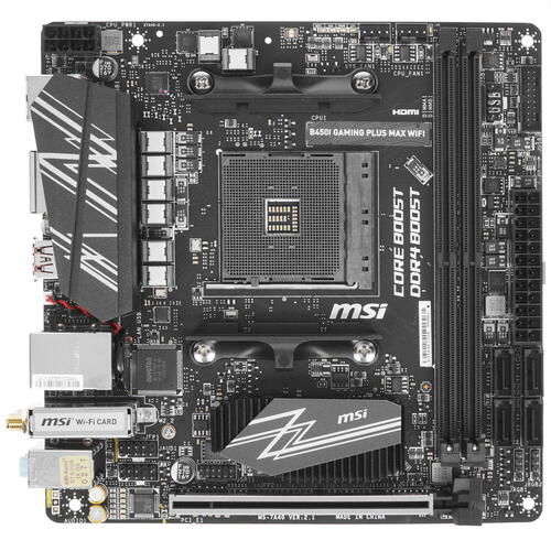 купить Материнская плата MSI B450I GAMING PLUS MAX WIFI AM4 B450 2xDDR4 4xSATA3 RAID 1xM.2 HDMI DP mATX в Алматы