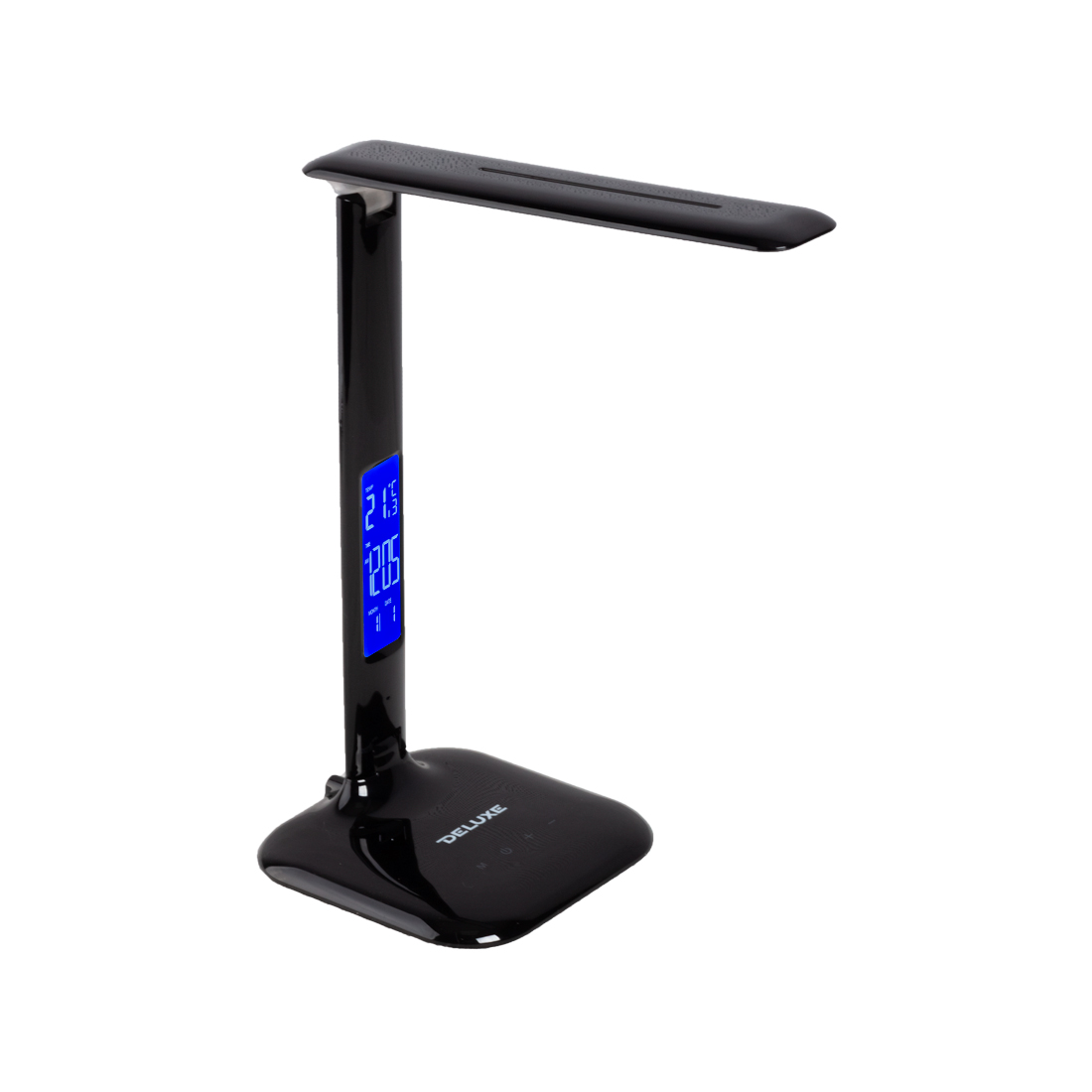 купить Настольная лампа, Deluxe, DLTL-306B-9W, 9Вт, 27 диодов, Календарь, Часы, Будильник, USB выход, 5 Степеней яркости, 3 Режима световой температуры, ABS Пластик, Чёрный в Алматы