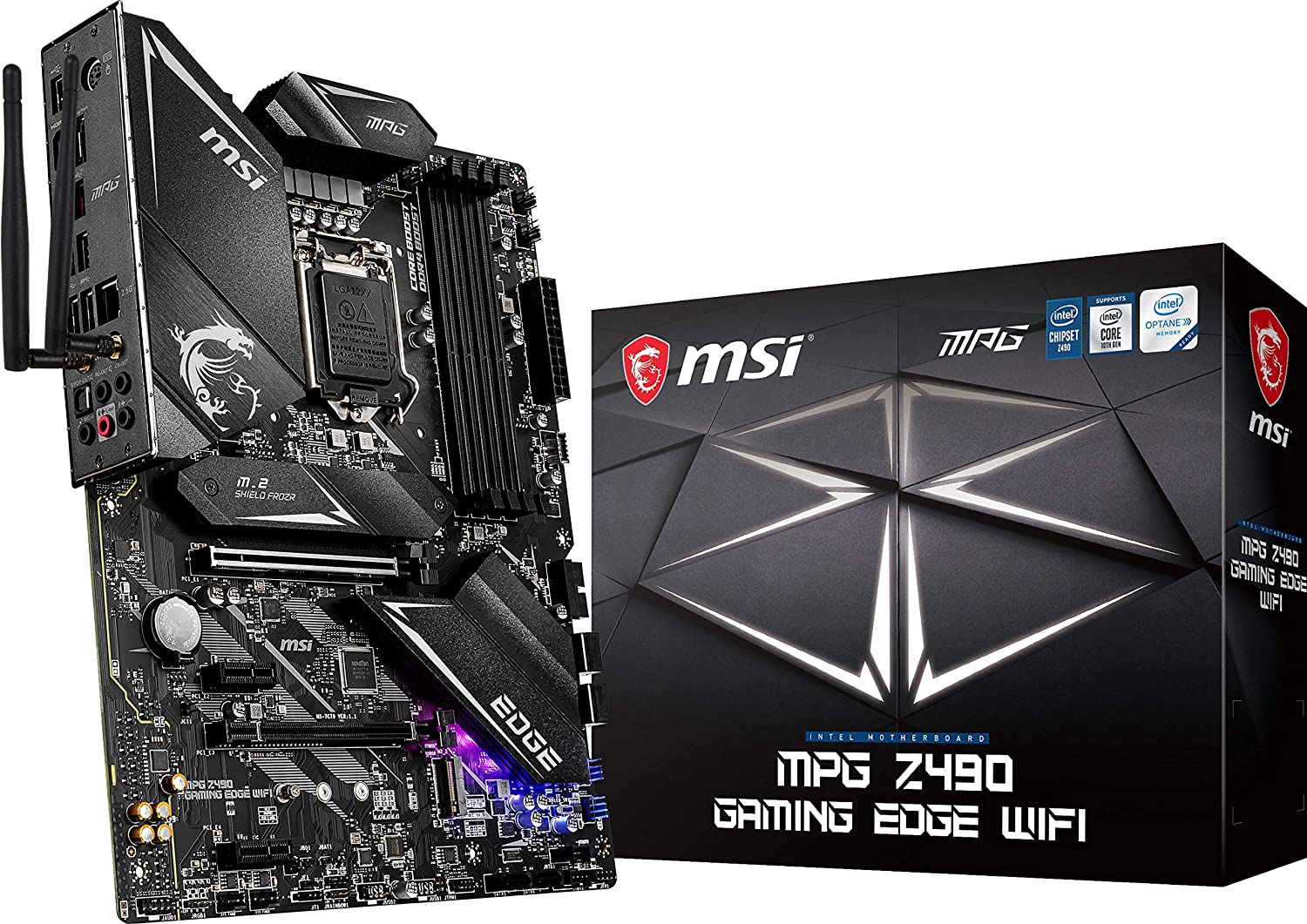 купить Материнская плата MSI MPG Z490 GAMING EDGE WIFI LGA1200 iZ490 4xDDR4 6xSATA3 RAID 2xM.2 HDMI DP ATX в Алматы