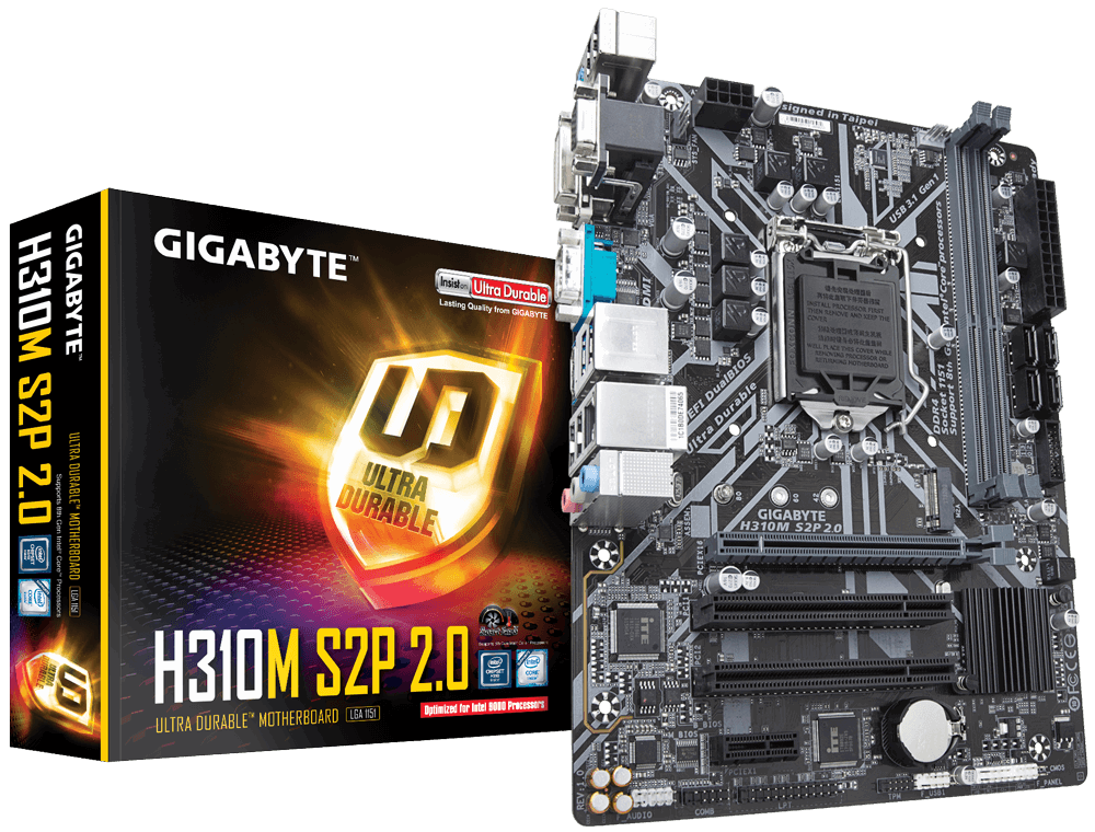 купить Материнская плата Gigabyte H310M S2P 2.0 Intel H310 LGA1151 2xDDR4 4xSATA3 D-Sub DVI HDMI COM M.2 mATX в Алматы