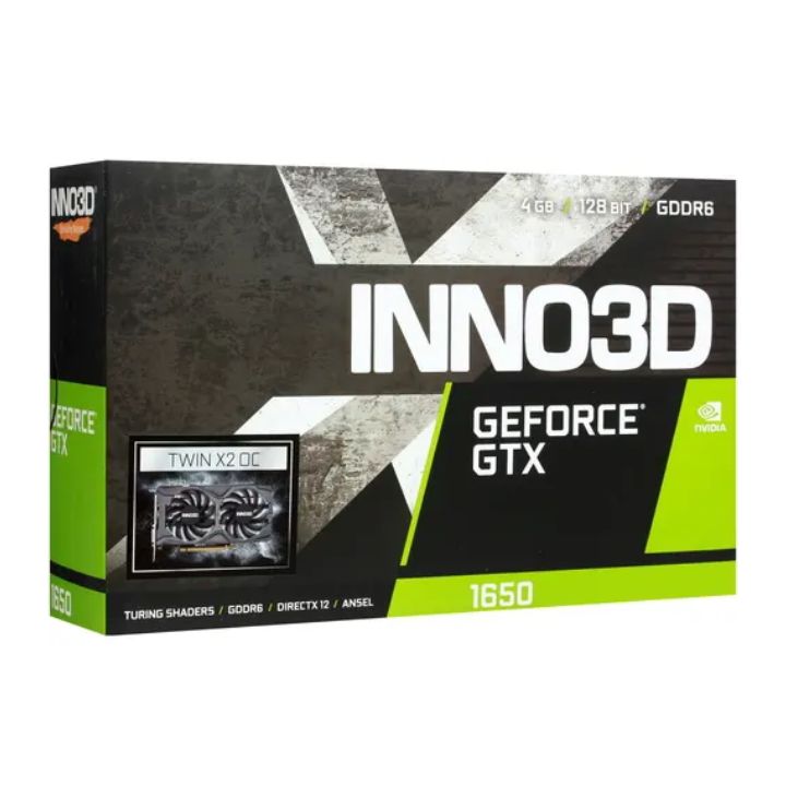 купить Видеокарта Inno3D GeForce GTX1650 GDDR6 TWIN X2 OC V2, 4G GDDR6 DVI HDMI DP N16502-04D6X-1720VA30 в Алматы
