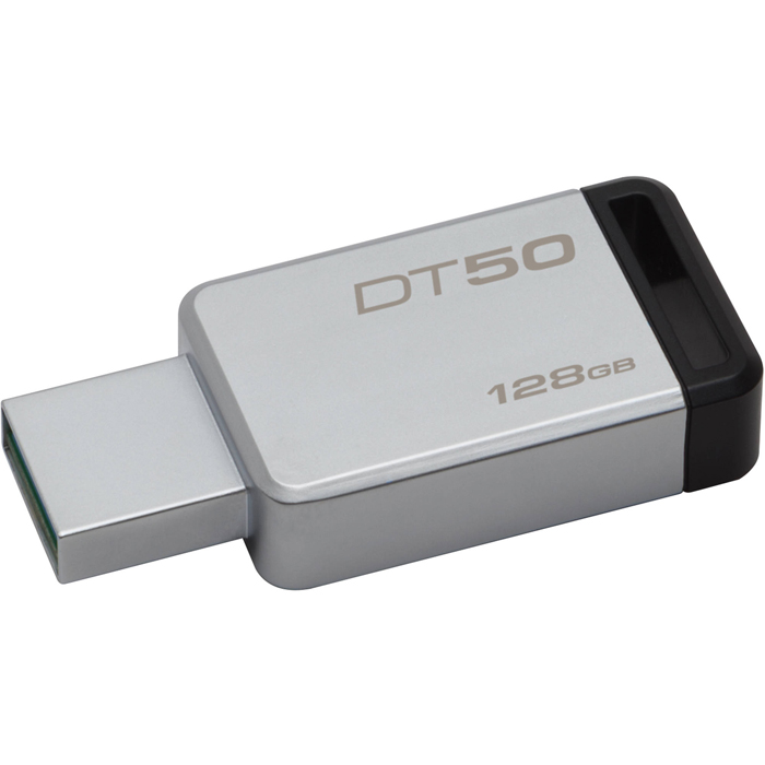 купить USB-накопитель, Kingston, DT50 128GB, USB 3.1, 5 Мб/сек, Серибристо-чёрный в Алматы