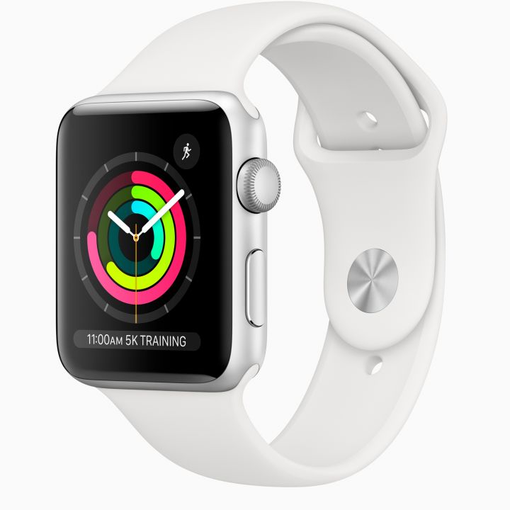 купить Apple Watch Series 3 GPS, 42mm Silver Aluminium Case with White Sport Band, Model A1859 в Алматы