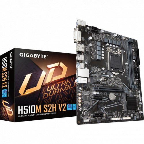 купить Материнская плата Gigabyte H510M S2H V2 LGA1200 2xDDR4 4xSATA 1xM.2 1xD-Sub 1xHDMI 1xDP mATX в Алматы