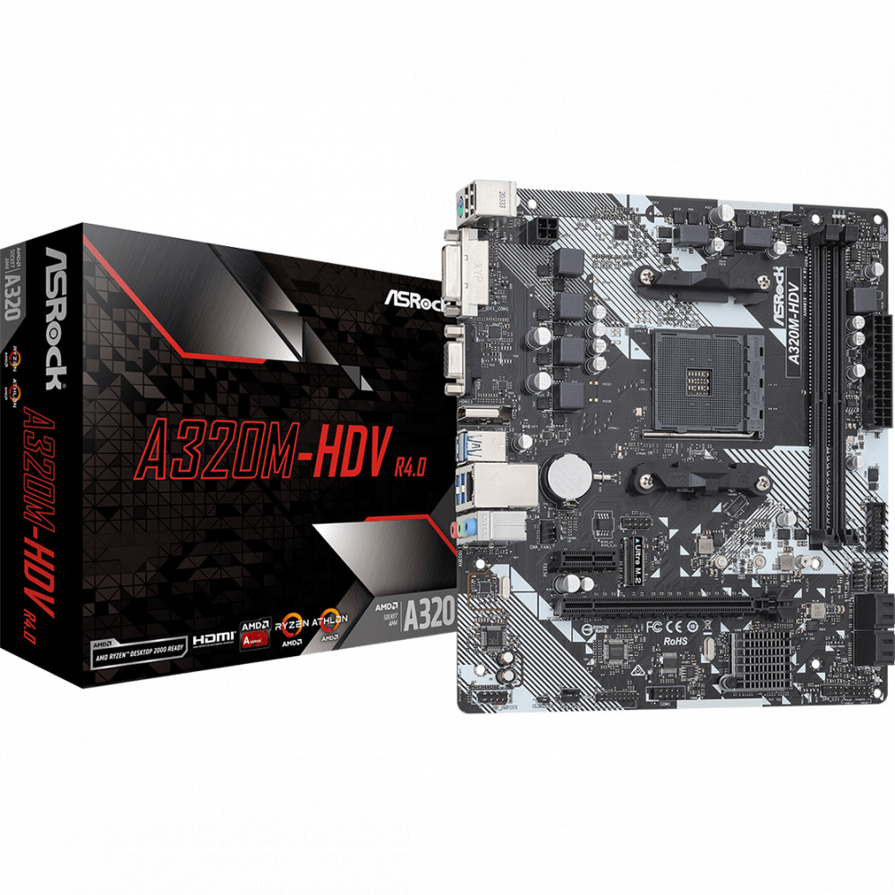 купить ASRock A320M-HDV sAM4 A320 2xDDR 4 HDMI-VGA-DVI mATX в Алматы