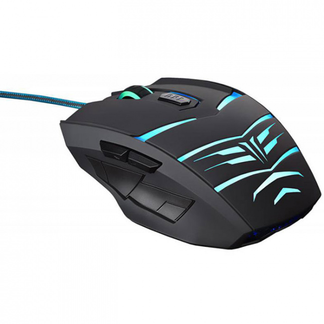 купить Мышь Oklick 745G LEGACY черный/голубой оптическая (2400dpi) USB игровая (6but) в Алматы