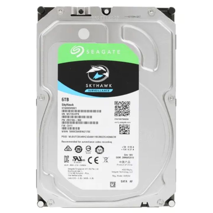 купить Жесткий диск для видеонаблюдения  6Tb Seagate Surveillance SkyHawk SATA3 5400rpm 256Mb ST6000VX001 в Алматы