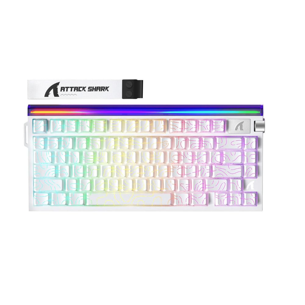 Купить KeyBoard USB, Attack Shark R85 HE Wite Contour, Magnetic Purple switch, EN/RU/KZ, cable, WH в Алматы