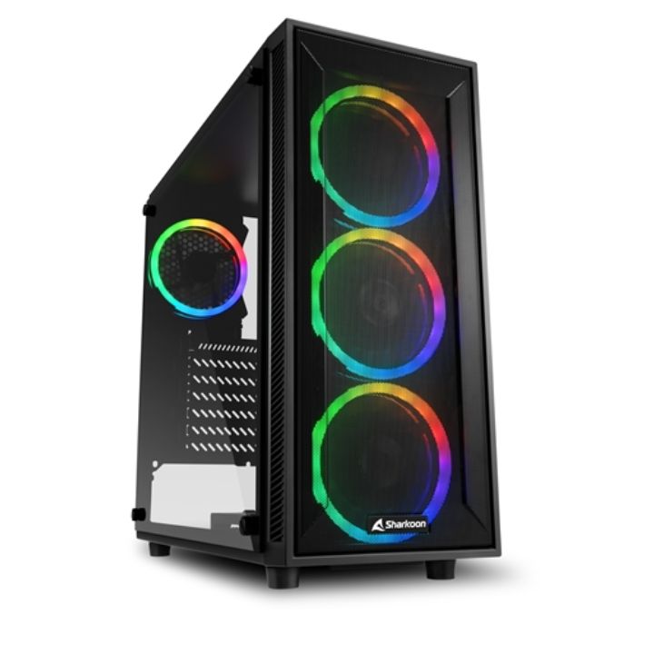купить Корпус ПК без БП Sharkoon TG4M RGB <ATX, 2x3.5, 4x2.5, 2xUSB 3.0, Audio, 3x120mm ARGB F/P, 1x120mm ARGB R/P, 455*200*430mm> в Алматы