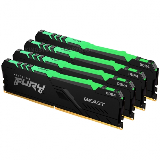 купить Модуль памяти Kingston Fury Beast RGB KF426C16BBAK4/128 DDR4 DIMM 128Gb KIT (4x32) 2666 MHz CL16 в Алматы