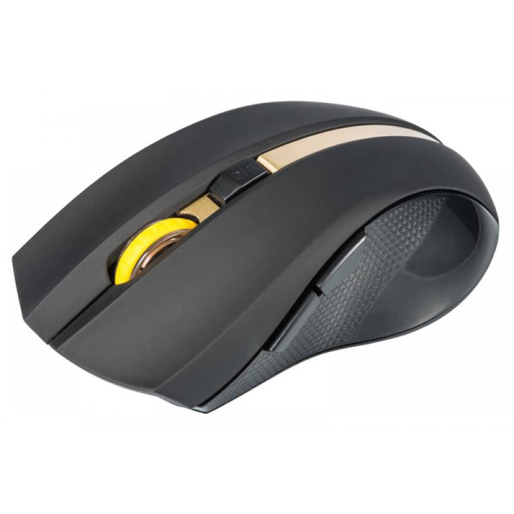 купить Мышь Oklick 495MW черный/золотистый оптическая (1600dpi) беспроводная USB (6but) в Алматы
