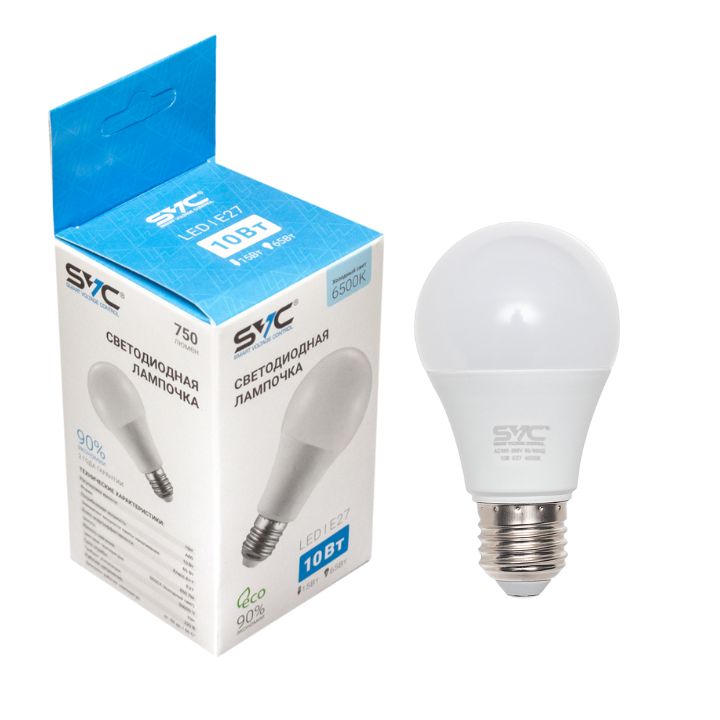 купить Эл. лампа светодиодная SVC LED A60-10W-E27-6500K, Холодный в Алматы