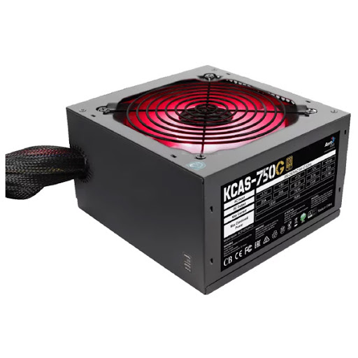 купить Блок питания, Aerocool, KCAS-750G, 750W, ATX, APFC, 20+4 pin, 4+4pin, 7*Sata, 4*Molex, 1*FDD, 4*PCI-E 6+2 pin, Поддержка Haswell, Бесшумный RGB 12-см вентилятор с &laquo;умным&raquo; управлением скоростью,RGB, кабель питания, Чёрный в Алматы