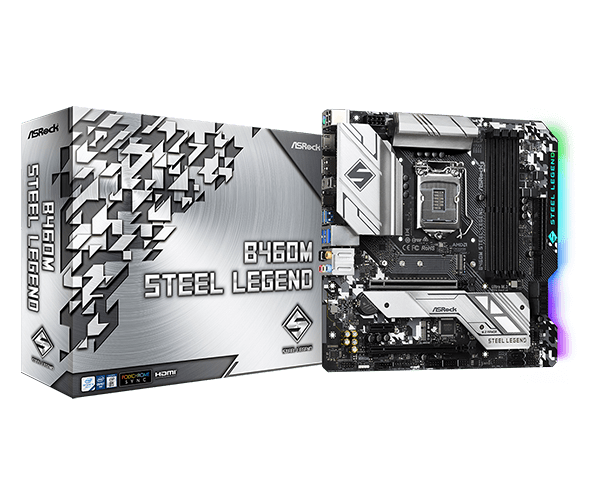 купить Материнская плата, ASRock, B460M STEEL LEGEND (4710483931291), LGA1200, iB460, 4xDDR4 2933, 6xSATA3, 2xM.2, 1xDP, 1xHDMI, 2xPCI-Ex16, 1xPCI-Ex1, mATX в Алматы