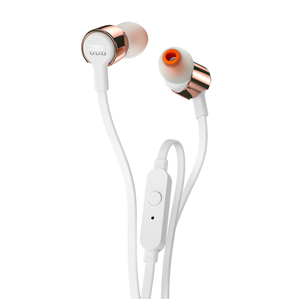 купить Гарнитура вкладыши JBL T210 1.2м розовое золото/белый проводные (JBLT210RGD) /  в Алматы