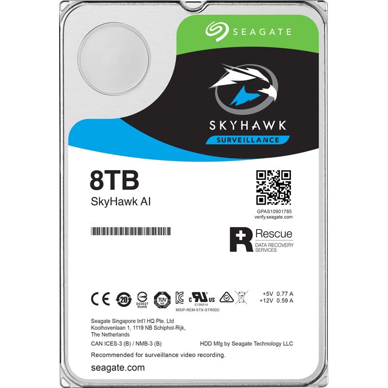 купить Жесткий диск HDD 8TB Seagate SkyHawk AI ST8000VE000 3.5* SATA 6Gb/s 256Mb 7200rpm для систем видеонаблюдения в Алматы