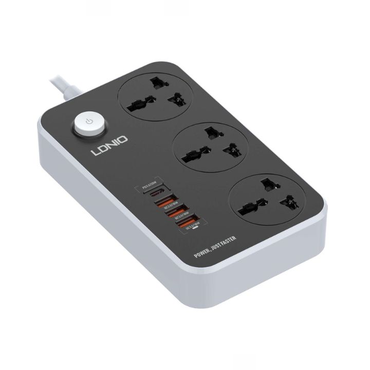 купить Сетевой фильтр LDNIO Universal SC3412 3 розетки 1*USB-C 12V-1.67A 3*USB 5V/3.4A Портов 2м в Алматы