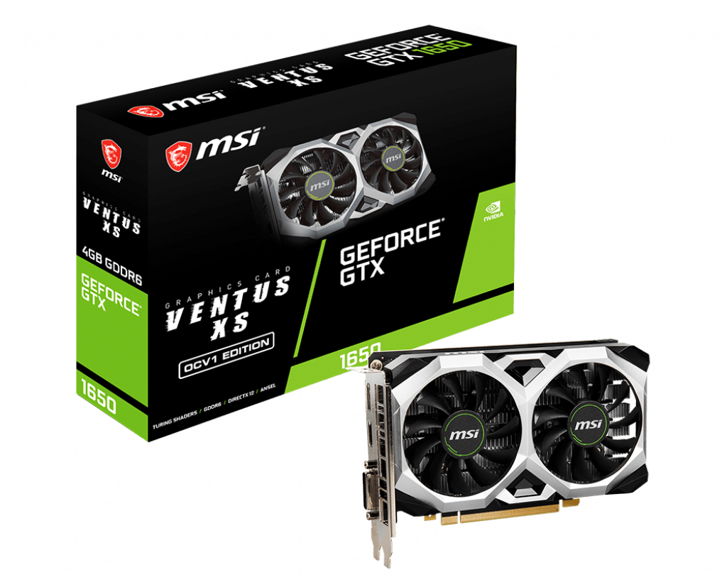 купить Видеокарта MSI GeForce GTX1650, 4GB GDDR6 128-bit 1xHDMI 2xDP GTX 1650 D6 VENTUS XS OCV1 в Алматы