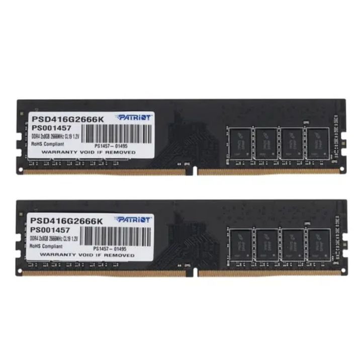 купить Модуль памяти Patriot, PSD416G2666K, DDR4, 16GB, DIMM, KIT, 2x8GB, <PC4-21300/2666MHz> CL19 в Алматы