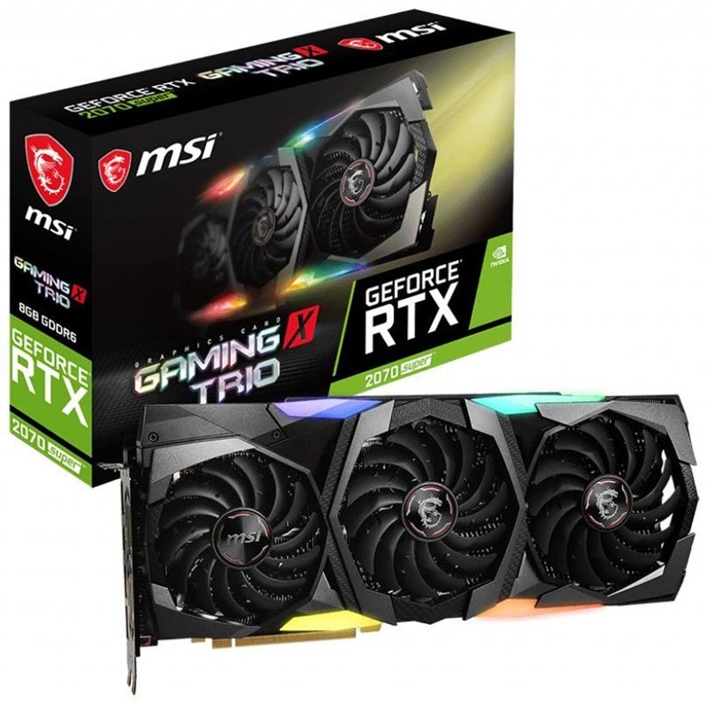 купить Видеокарта MSI GeForce RTX2070 SUPER, 8G GDDR6 256-bit 1xHDMI 3xDP RTX 2070 SUPER GAMING TRIO  в Алматы