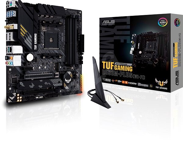 купить Материнская плата ASUS TUF GAMING B550M-PLUS(Wi-Fi) AMD B550 AM4 4xDDR4 4xSATA3 2xM.2 RAID HDMI DP mATX в Алматы
