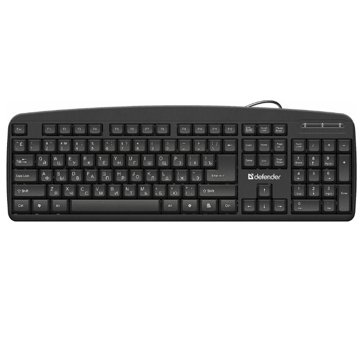 купить Клавиатура проводная Defender Office HB-910, (Черный), USB,  ENG/RUS, полноразмерная, НОВИНКА! в Алматы
